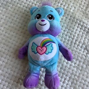 CARE BEAR Blue Purple Dream Bright Plush Bear w Rainbow Stuffed Animal Toy
